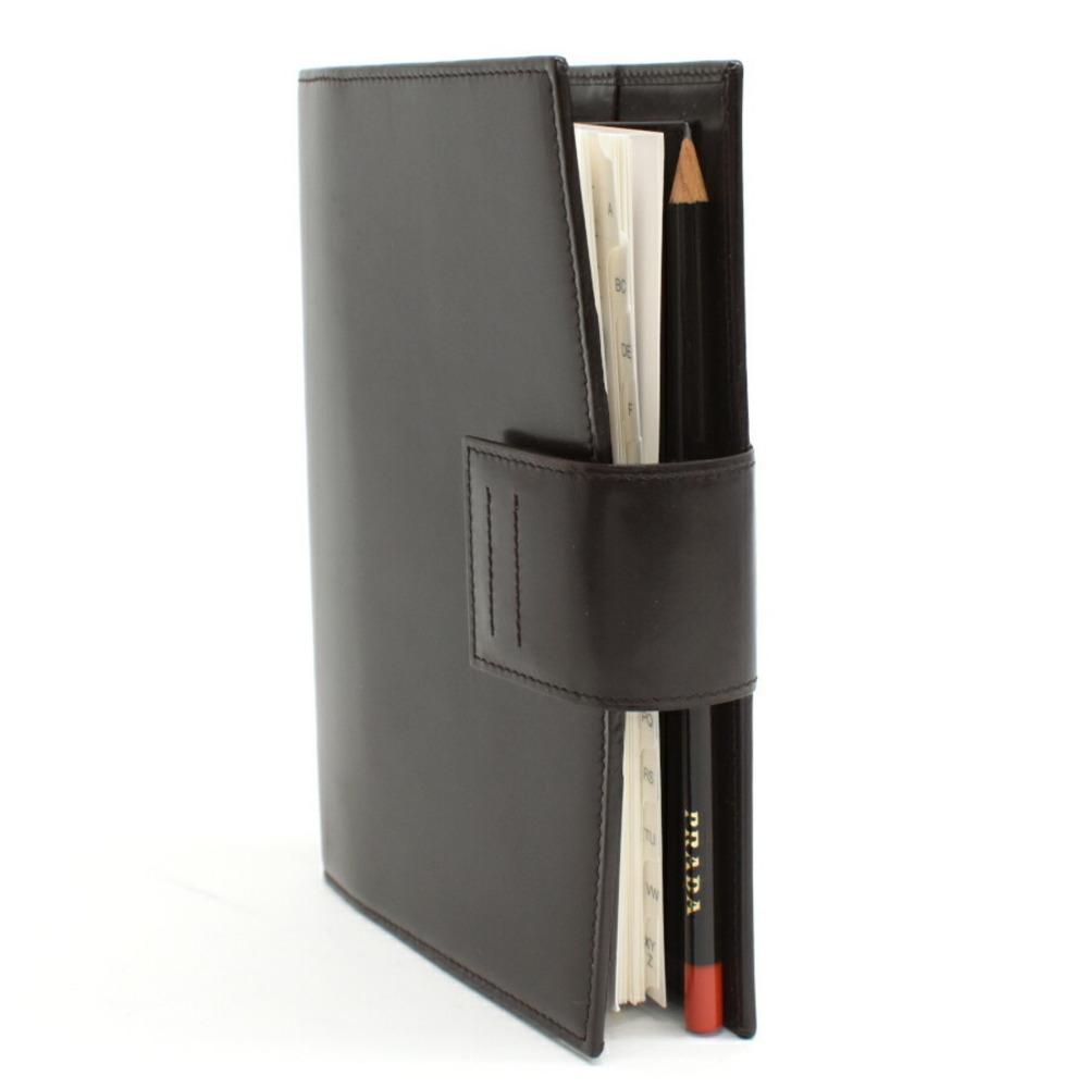 Prada Brown Leather Case Book